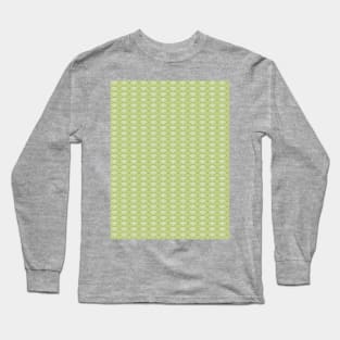 Greens Golds Wave Deco Print Pattern Japanese MOD Long Sleeve T-Shirt
